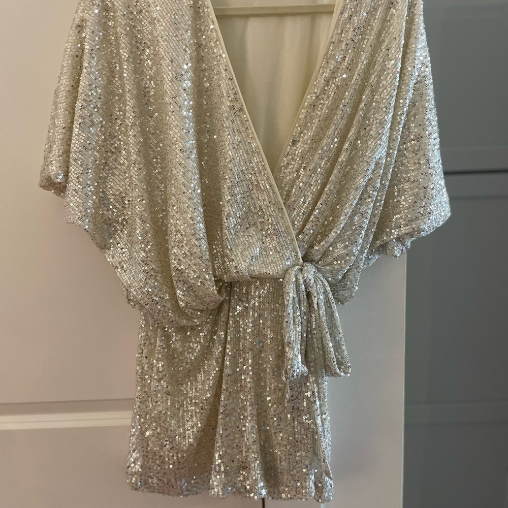 White gold sparkle romper